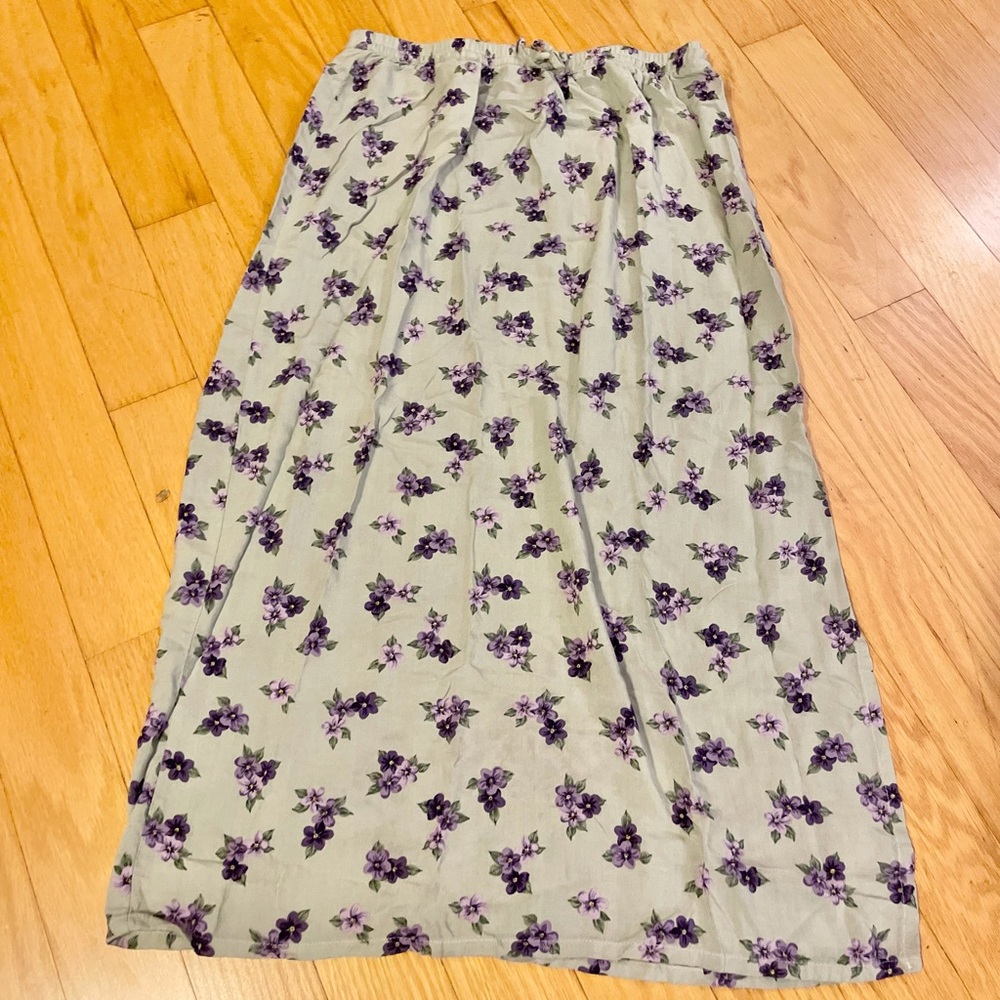Sag Harbor Vintage Green and Purple Maxi Skirt